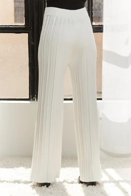 ADORA Off White Wide Leg Soft Knit Pants