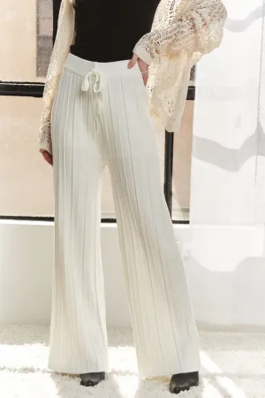 ADORA Off White Wide Leg Soft Knit Pants