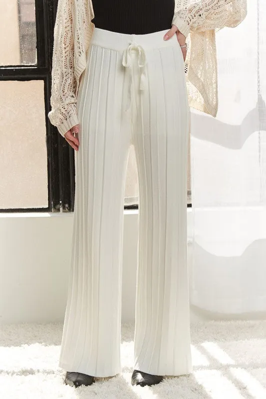 ADORA Off White Wide Leg Soft Knit Pants