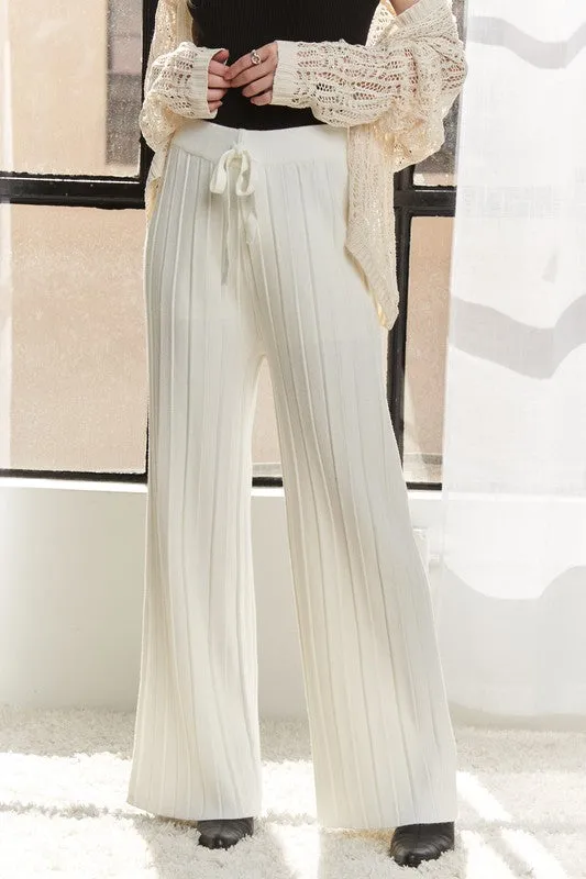 ADORA Off White Wide Leg Soft Knit Pants