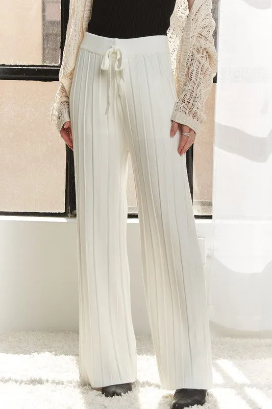 ADORA Off White Wide Leg Soft Knit Pants