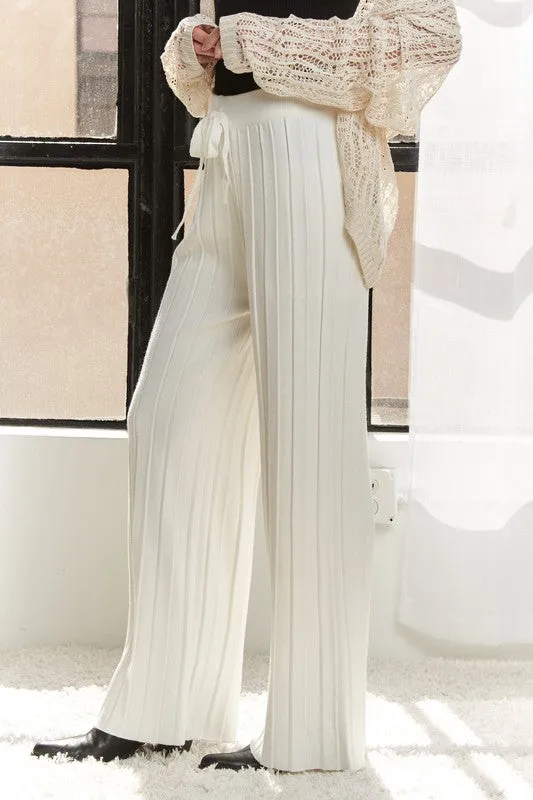 ADORA Off White Wide Leg Soft Knit Pants