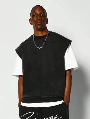 Boxy Fit Oversized Sleeveless Sweatshirt