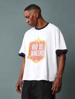Boxy Fit Short Sleeve Ringer Tee With Graphic Print