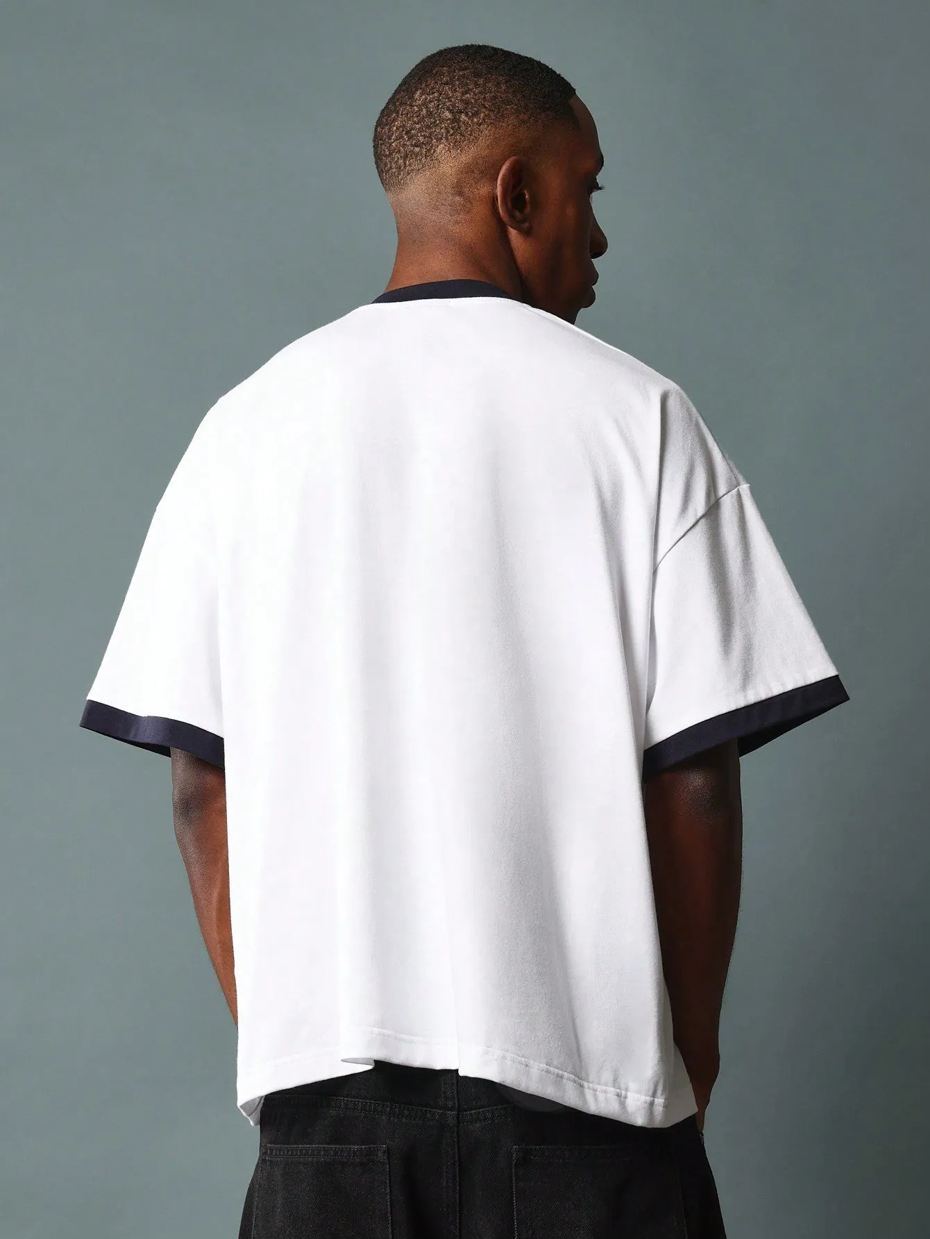 Boxy Fit Short Sleeve Ringer Tee With Graphic Print