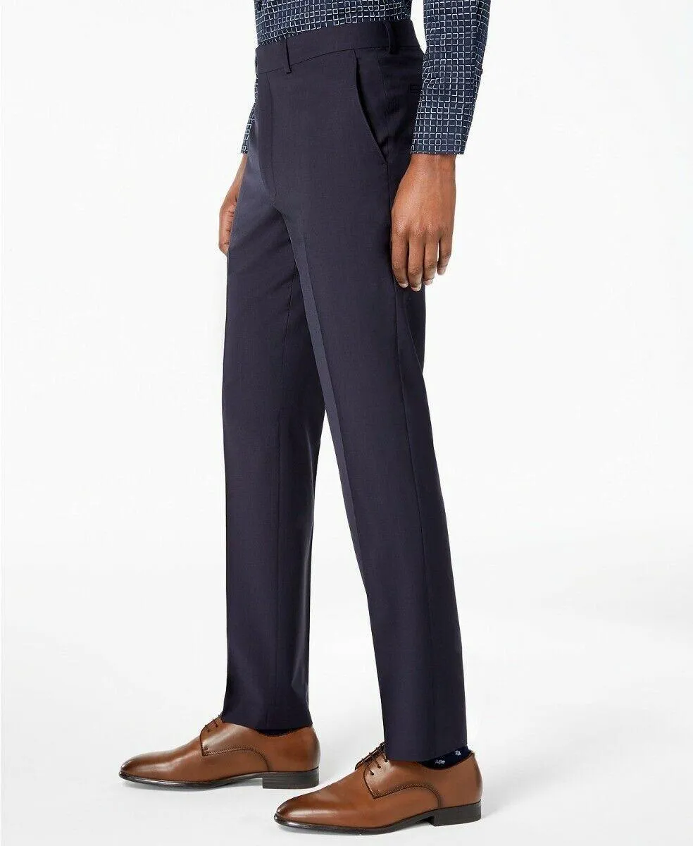 Calvin Klein Mens Skinny fit Dress Pants 32 / 30 Navy Blue Solid
