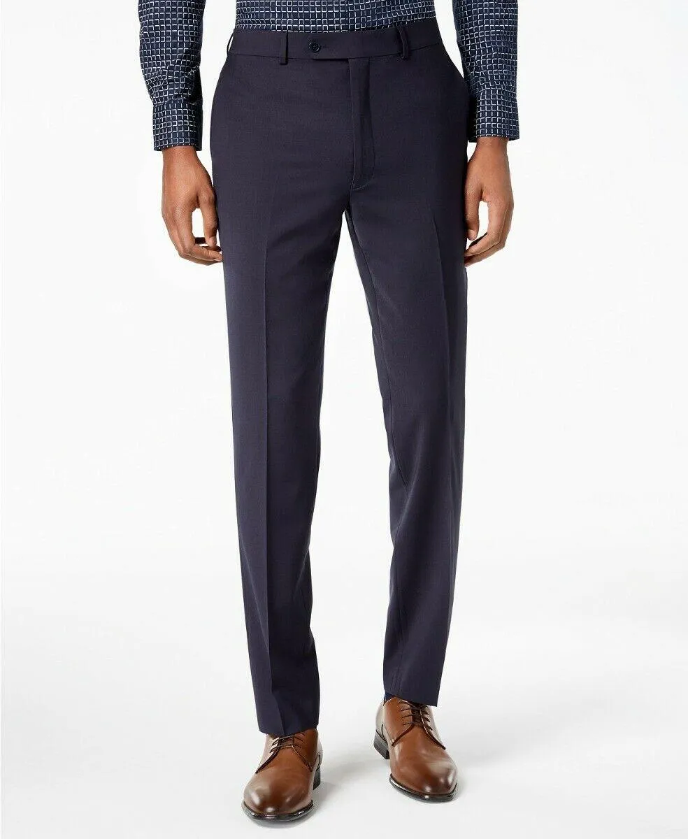 Calvin Klein Mens Skinny fit Dress Pants 32 / 30 Navy Blue Solid
