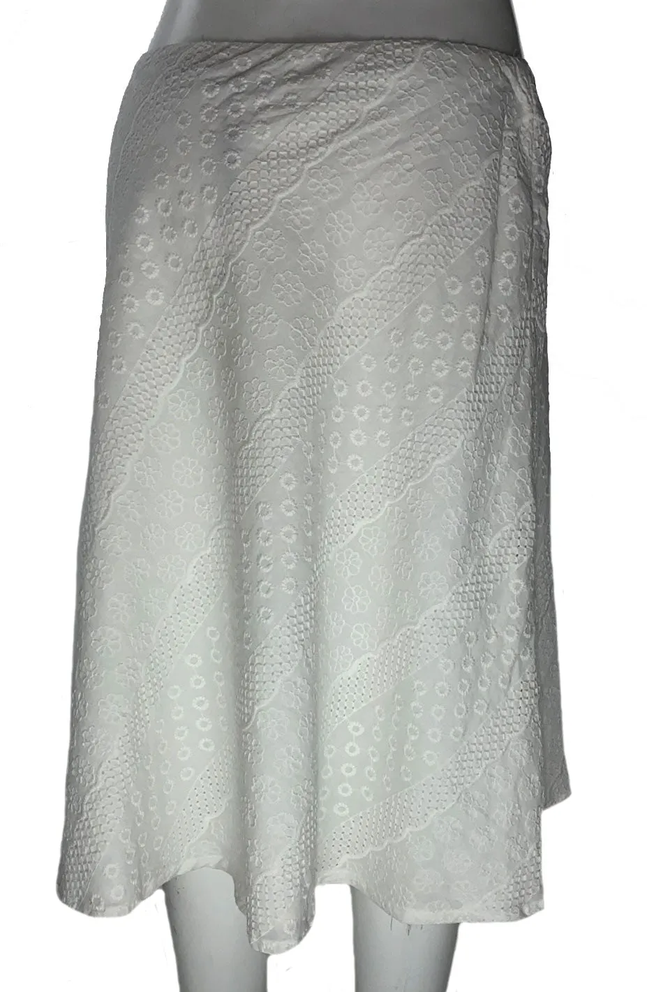 Calvin Klein Women's A Line Eyelet Skirt White