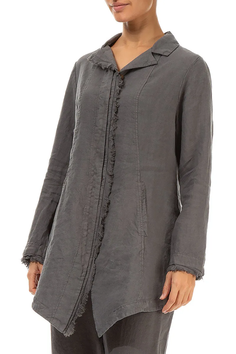 Collar Raw Edge Truffle Linen Jacket