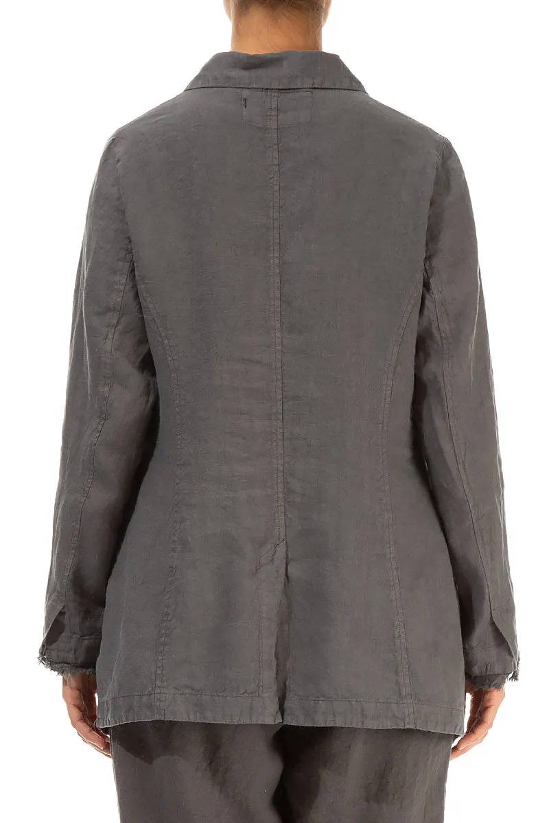 Collar Raw Edge Truffle Linen Jacket