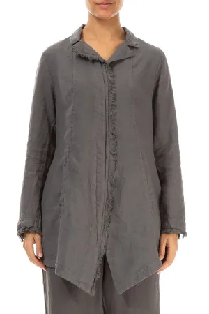 Collar Raw Edge Truffle Linen Jacket