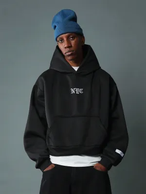 Crop Fit Overhead Hoodie With Embroidery Pattern