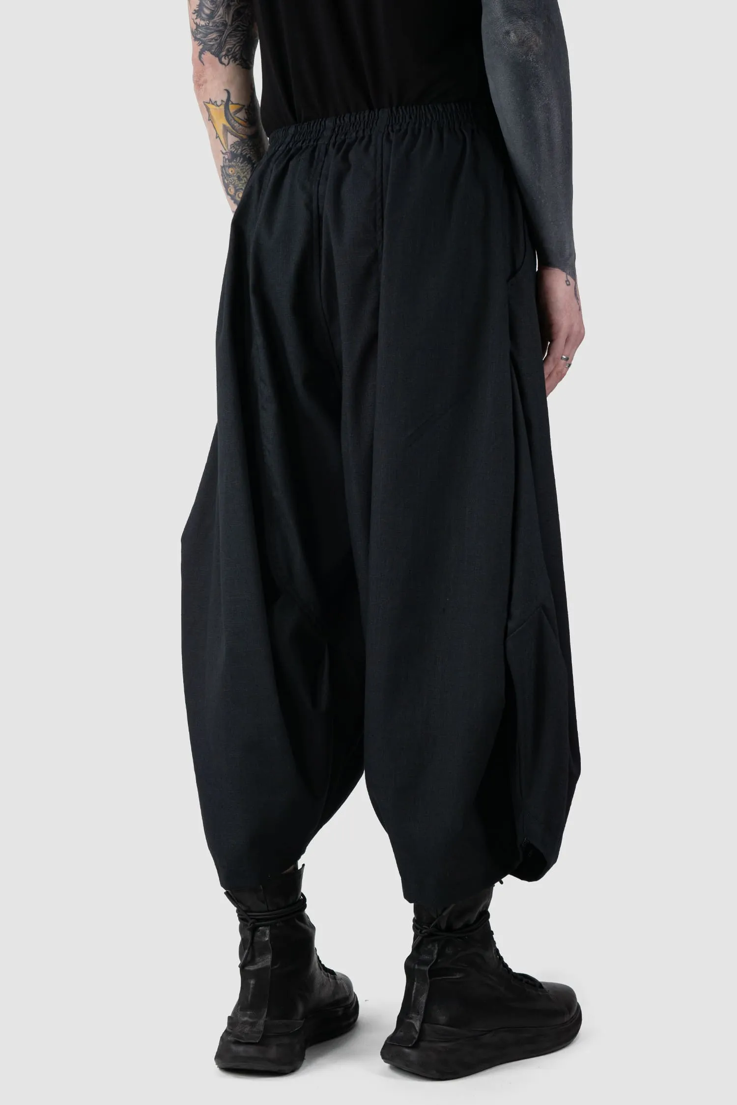 Cropped Loose Fit Linen Trousers