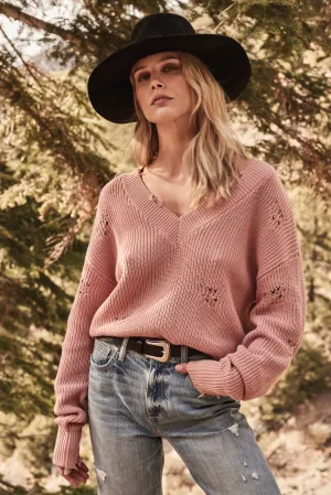 Distressed V-Neck Sweater