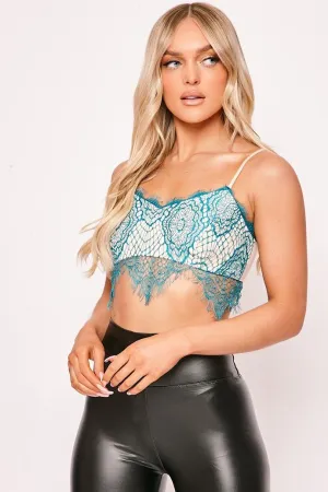 Esme - Aqua Green Eyelash Lace Bralet
