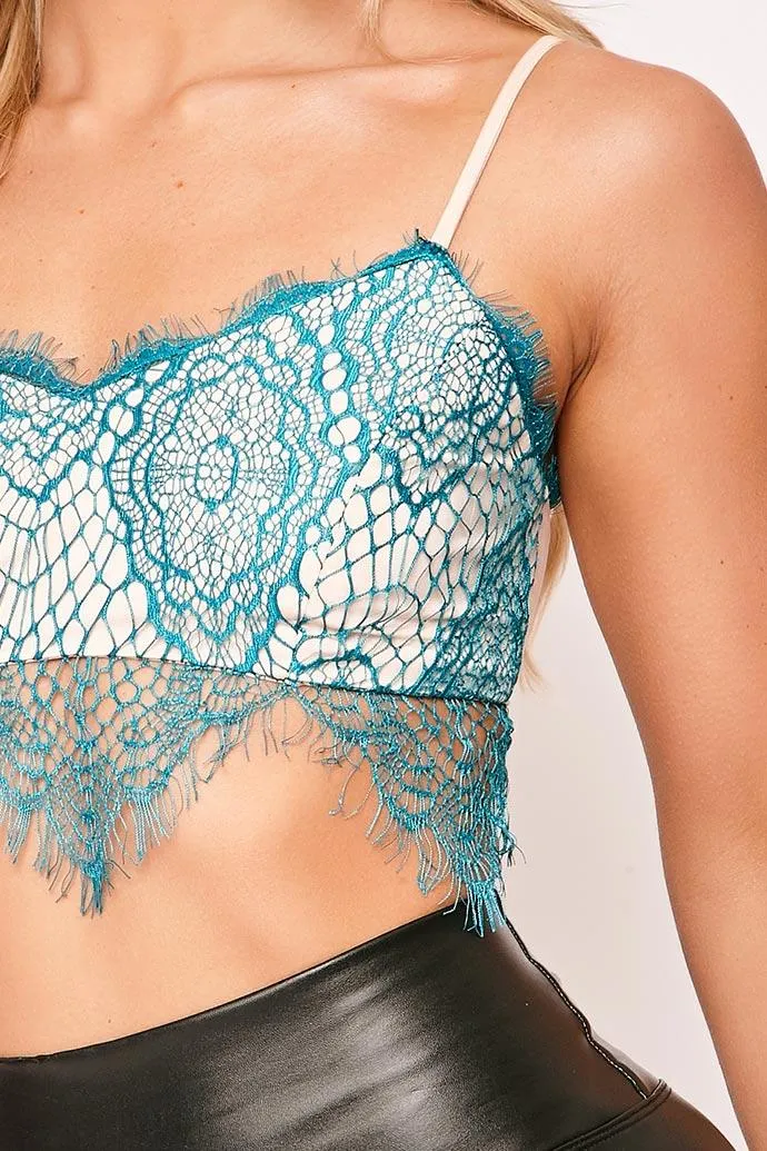 Esme - Aqua Green Eyelash Lace Bralet