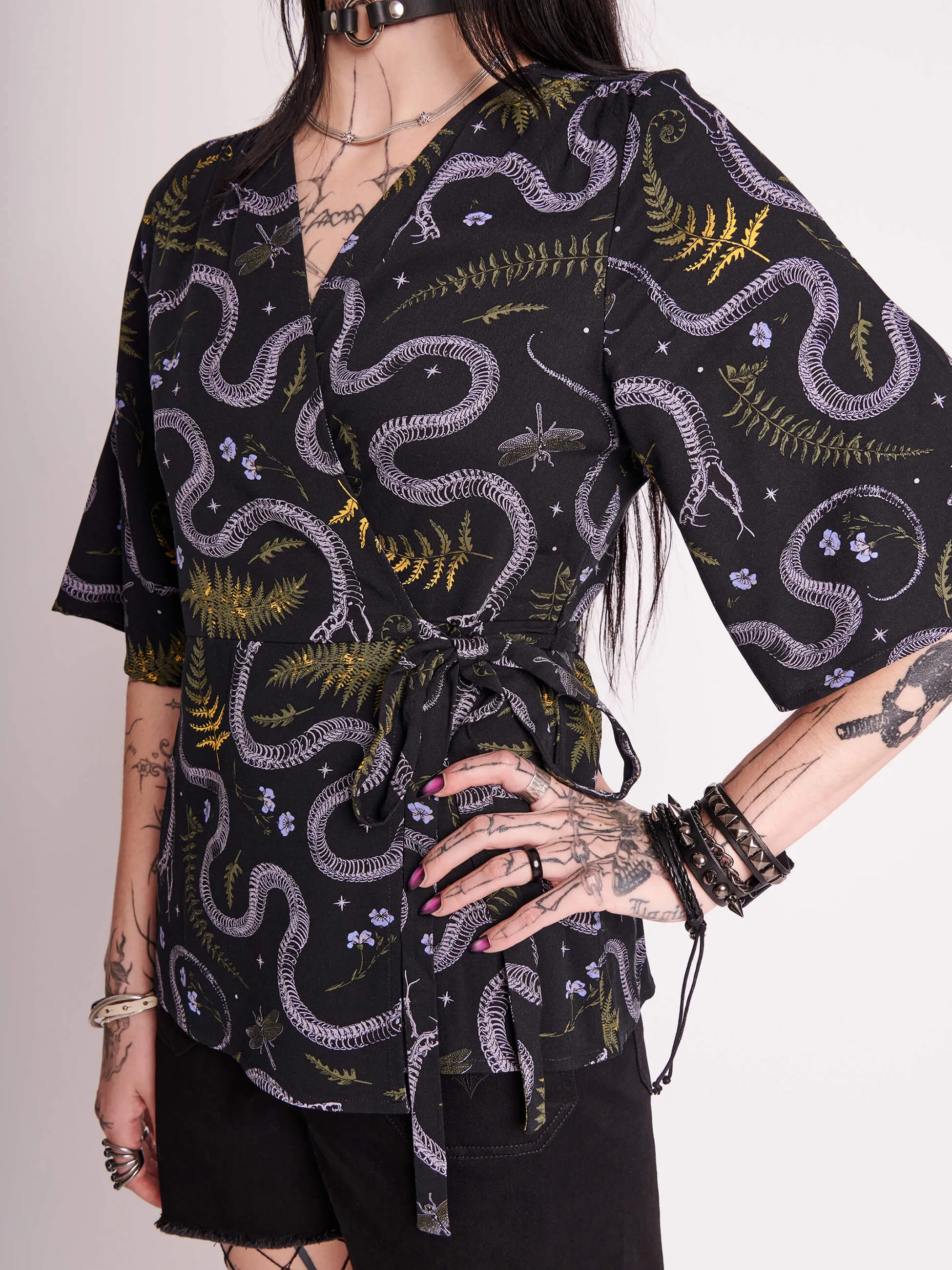 Floral Snake Wrap Top
