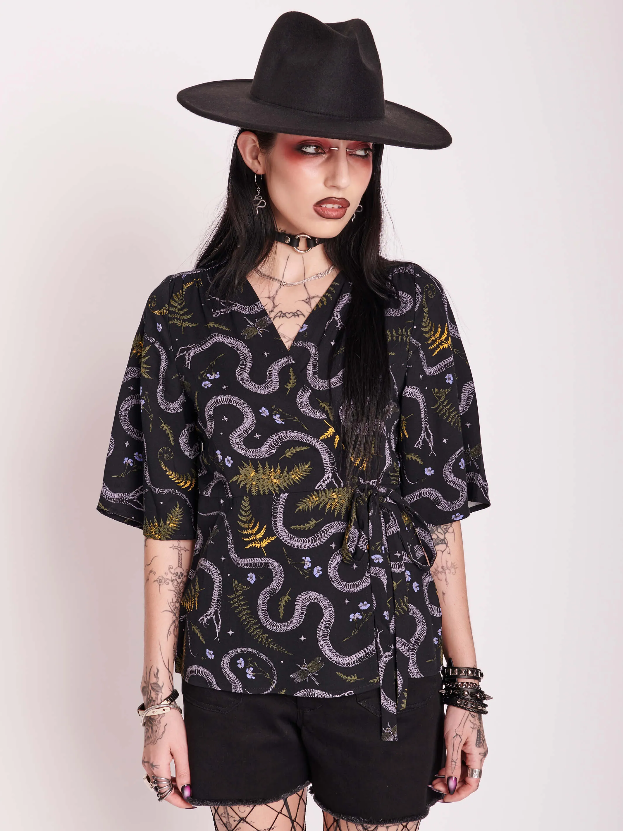 Floral Snake Wrap Top