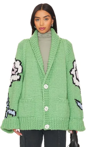 GOGO Sweaters Flower Jacket in Green
