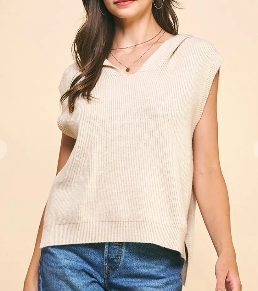 Hooded Sleeveless Sweater Vest