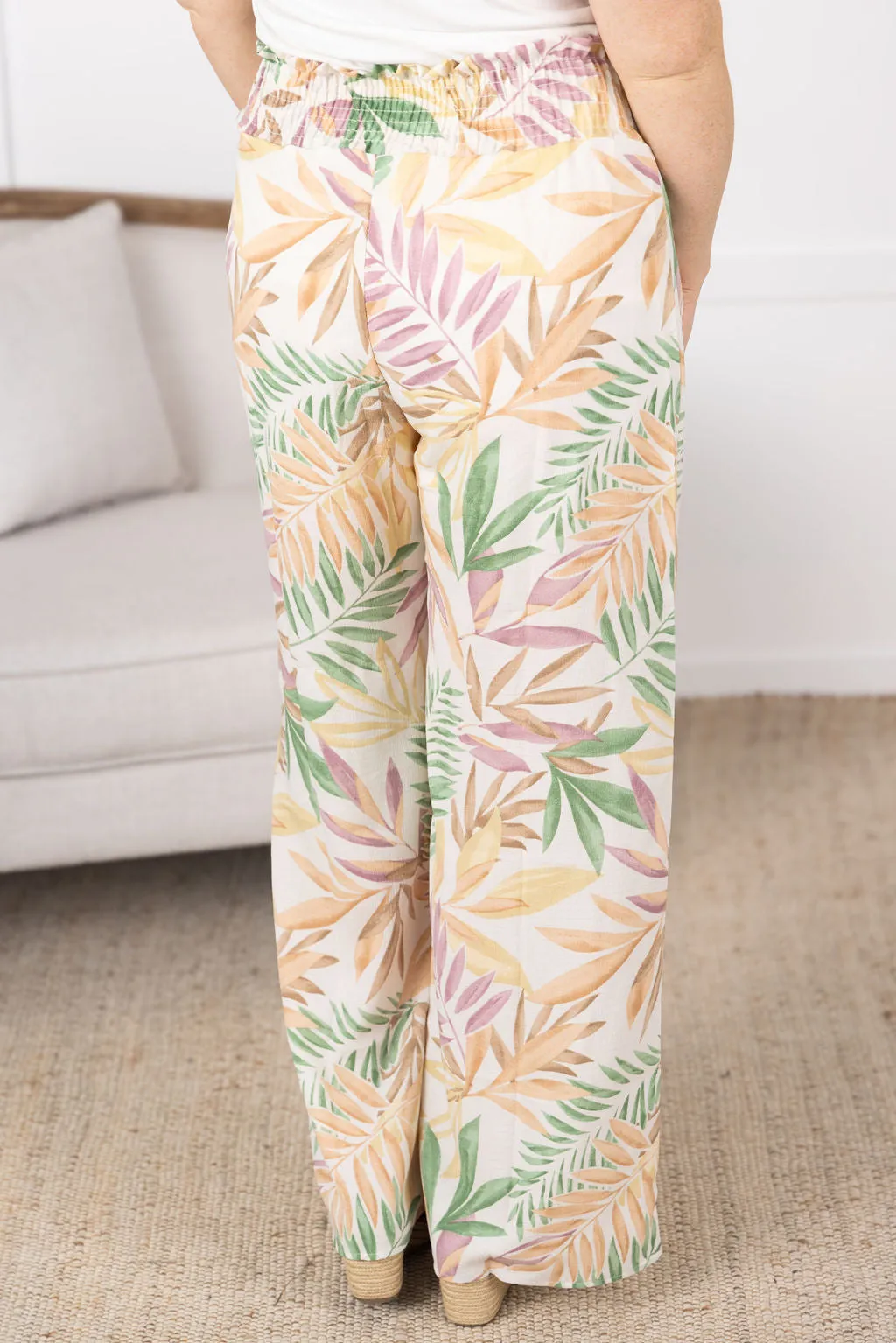 IN STOCK Presley Palazzo Pants - Mauve and Green Palm FINAL SALE