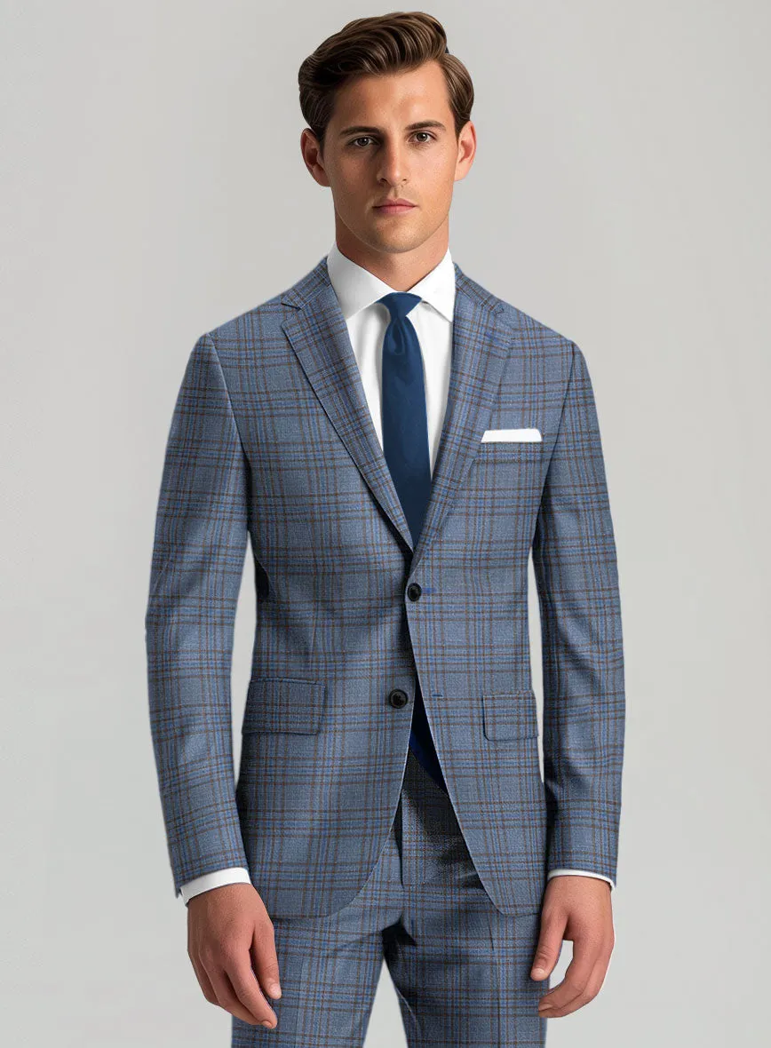 Italian Murano Herita Blue Wool Linen Jacket