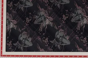 Lavender , Black Floral Viscose Spun Fabric