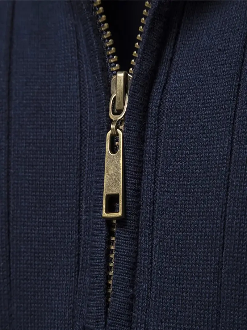 Men's Sports Half-Zip Pullover - Stand-up Collar, Casual Sweater for Fall & Winter