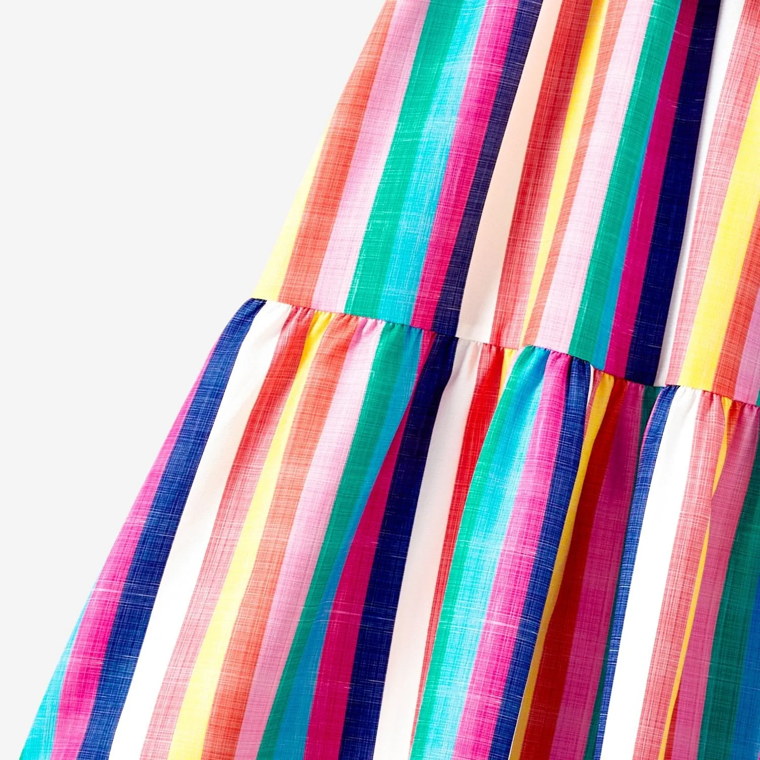 Mommy and Me Colorful Striped Sleeveless Belted Dresses