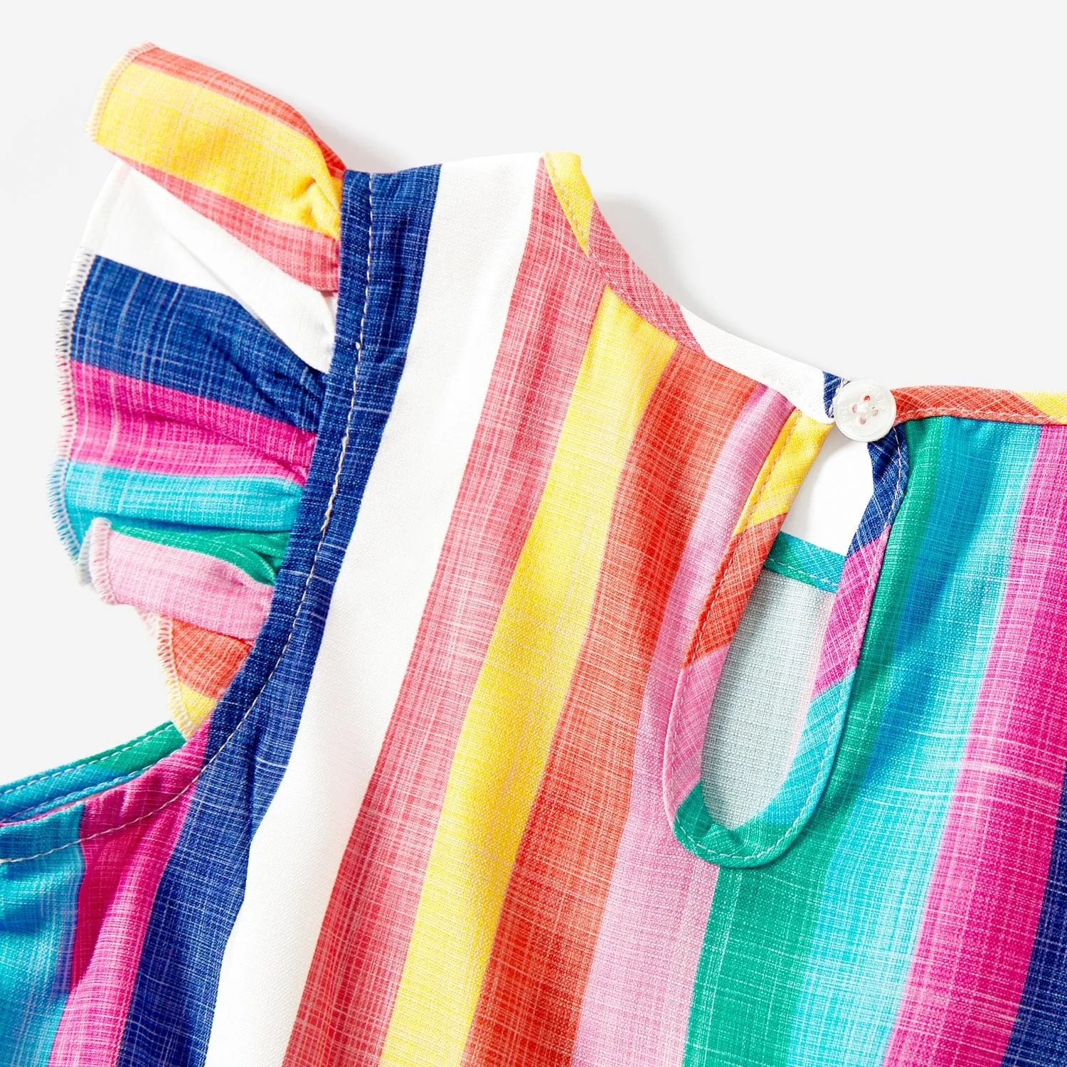 Mommy and Me Colorful Striped Sleeveless Belted Dresses