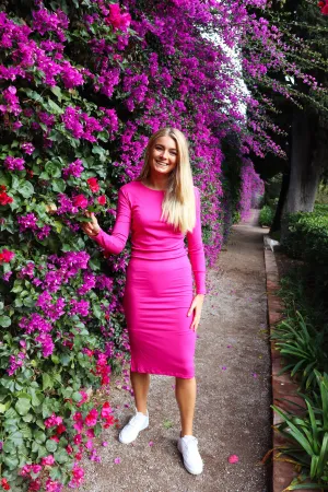 NATALIA-LS-DRESS - RASBERRY ROSE