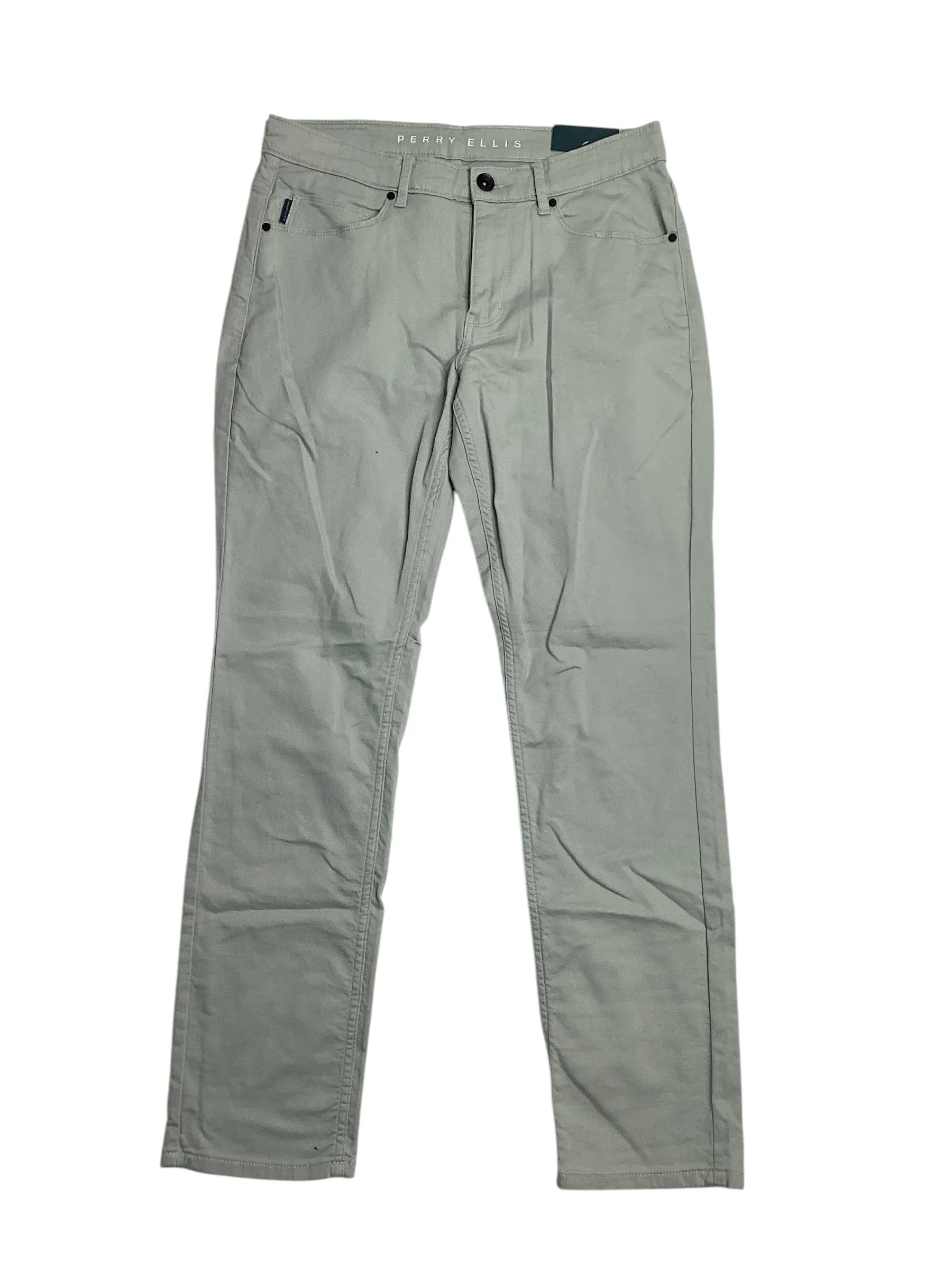 Perry Ellis Mens Slim fit Casual Pants 32 / 30 Grey Solid Stretch