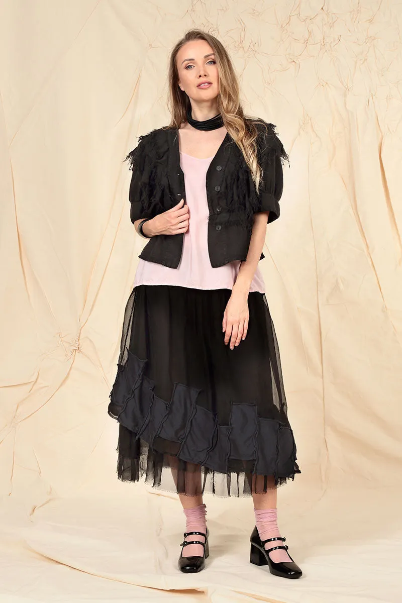 Raw Edge Black Linen Jacket
