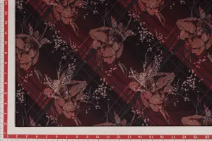 Red , Grey Floral Viscose Spun Fabric
