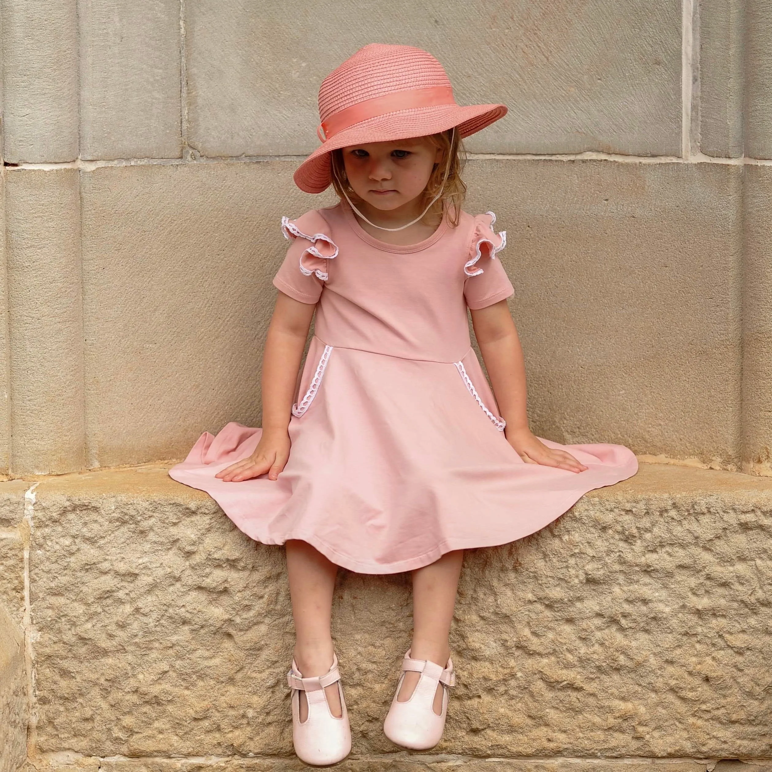 SOFT BLUSH PINK TWIRLY GIRL DRESS