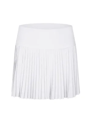 White "Maddie" Full Pleat Active Skirt with Pockets in Shorts Liner