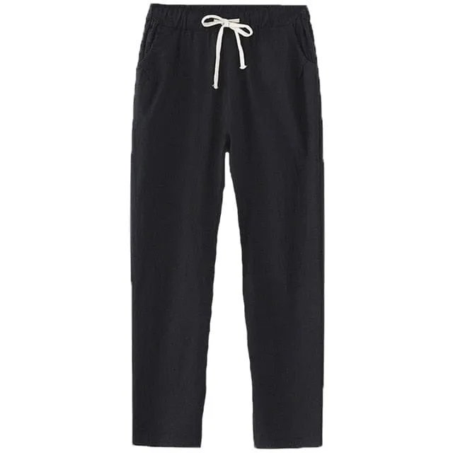 Womens Casual Lightweight Elastic Drawstring Pants With 2 Pockets